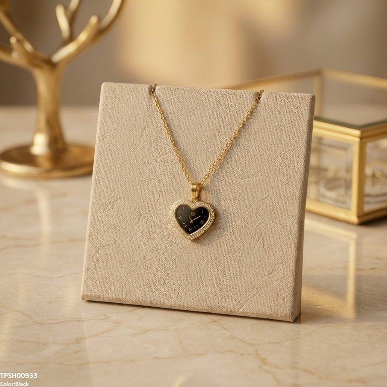 Heart Watch Design Stainless Steel Pendant