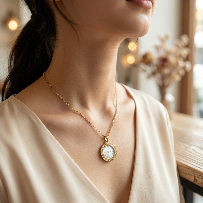 Round Watch Design Stainless Steel Pendant