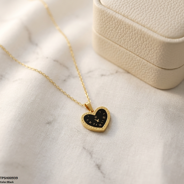 Heart Watch Design Stainless Steel Pendant