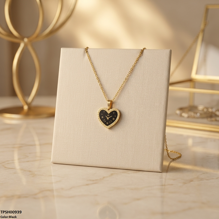Heart Watch Design Stainless Steel Pendant