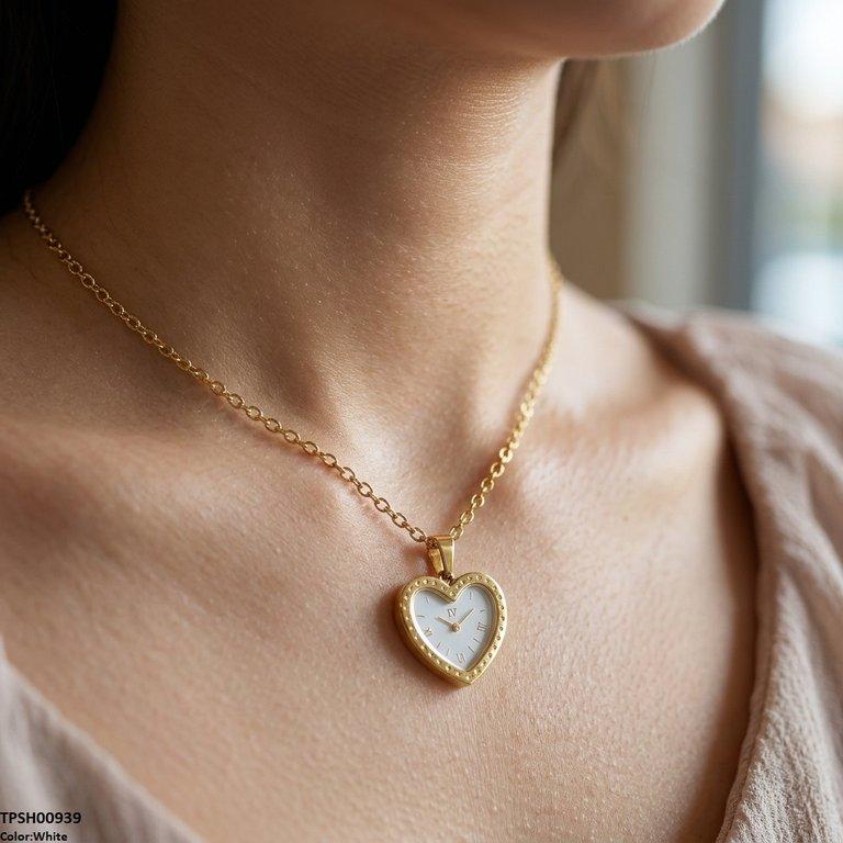 Heart Watch Design Stainless Steel Pendant