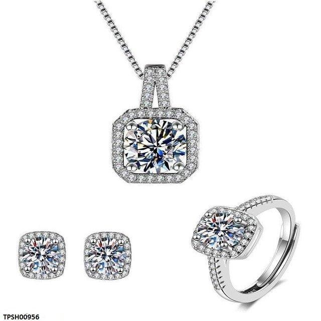 Square Stone Pendant Set