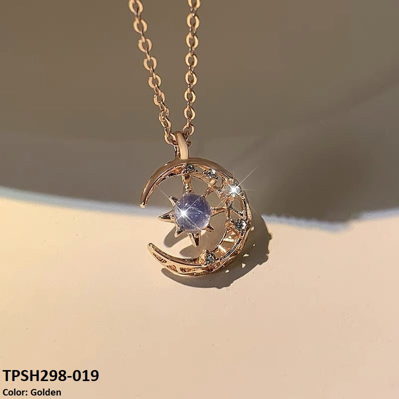Moon/Aqua Curb Chain Pendant