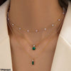 Baguette/Round Pendent With Link Chains