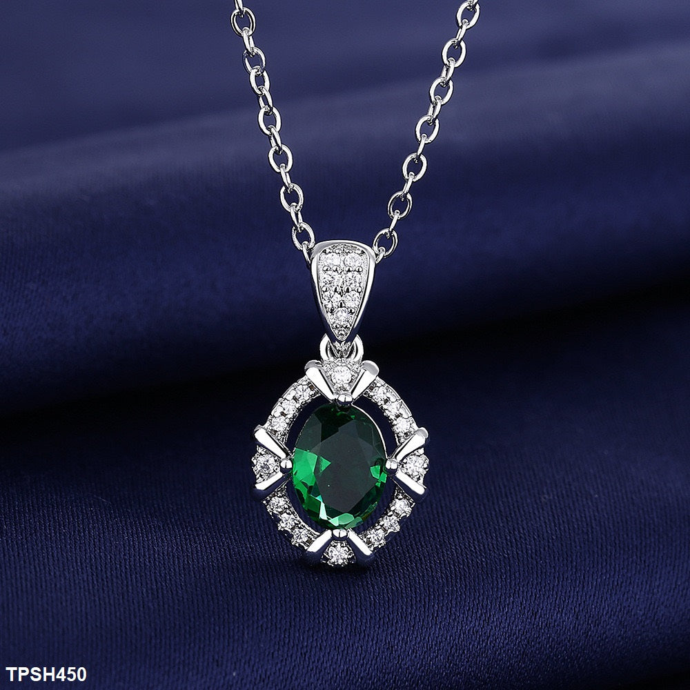 Oval Bracket Zircon Pendant Set