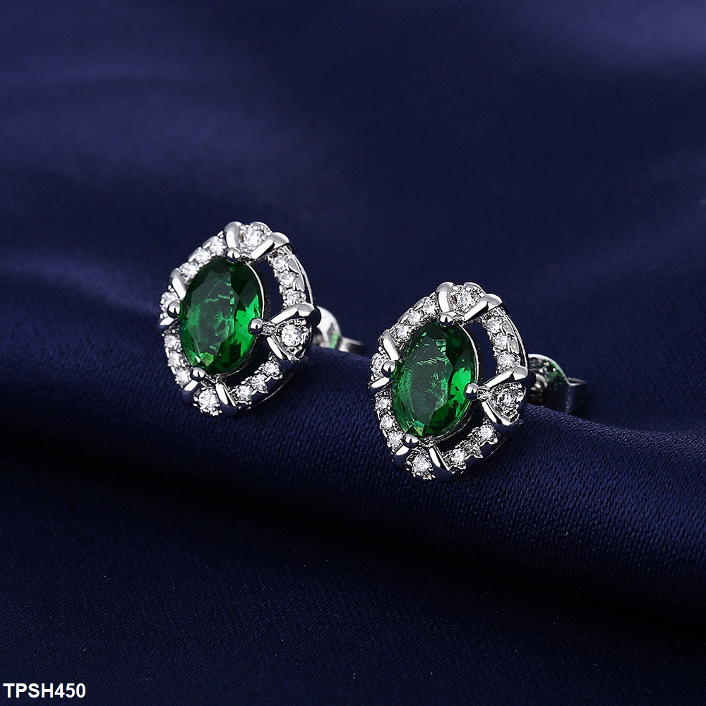 Oval Bracket Zircon Pendant Set