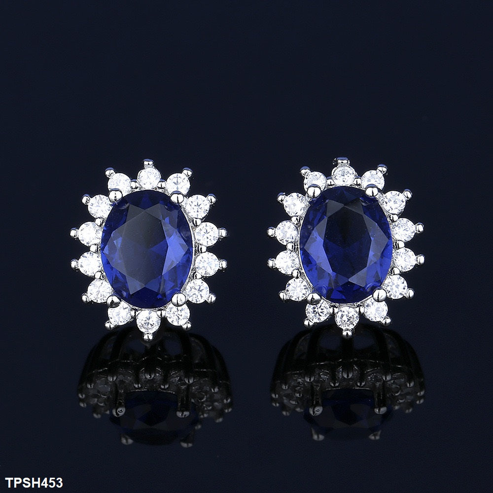 Oval Flower Zircon Pendant Set