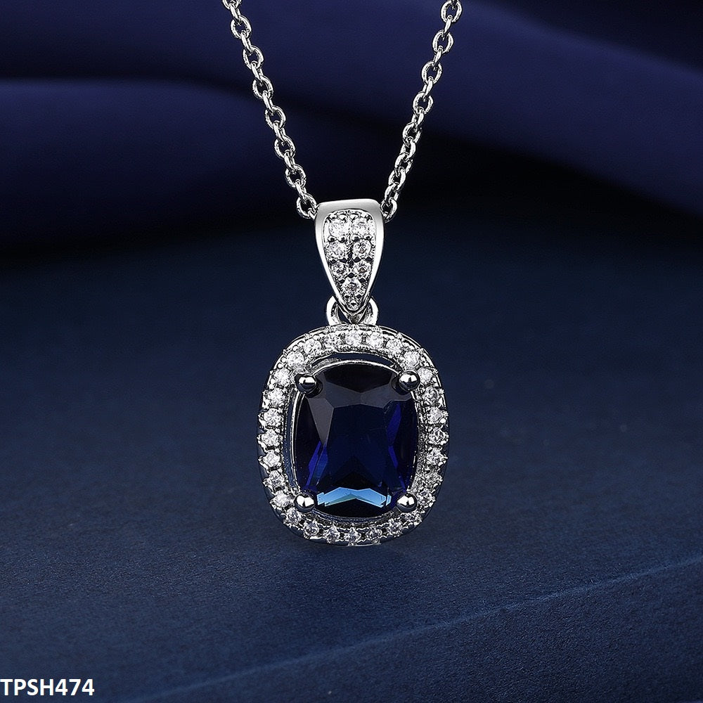 Cushion Zircon Pendant Set