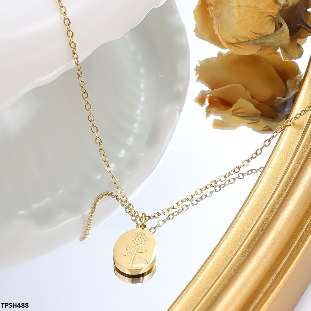 Stainless Steel Oval Flower Pendent