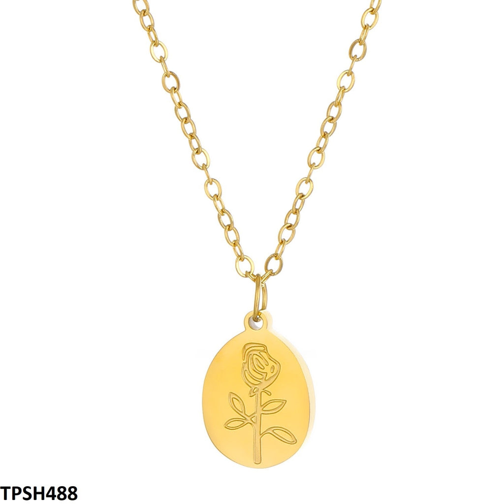 Stainless Steel Oval Flower Pendent