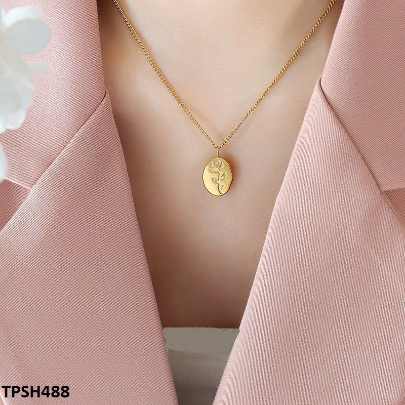 Stainless Steel Oval Flower Pendent