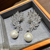 Leaf Pearl Drop Earrings