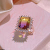Rectangle Ametrine Zircon Ring Adjustable