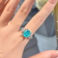 Azure Square Zircon Ring Adjustable
