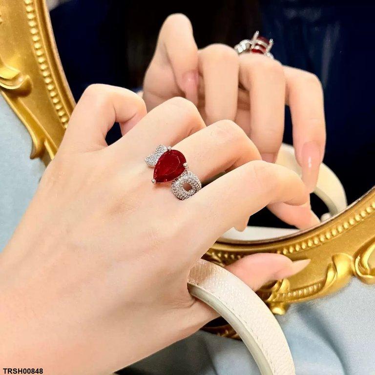 Tear Red Stone Ring Adjustable