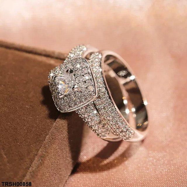 Square Couple Zircon Ring