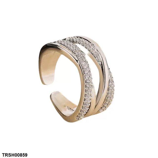 Double Layer X- Shaped Zircon Ring Adjustable