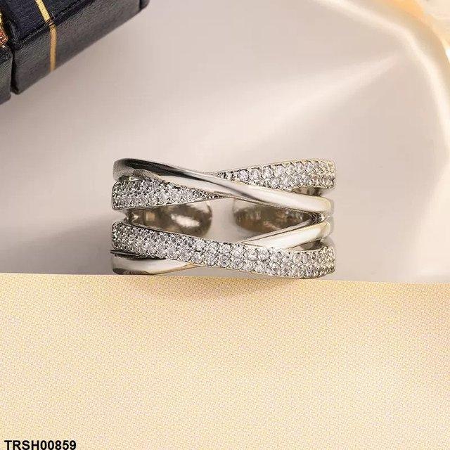 Double Layer X- Shaped Zircon Ring Adjustable
