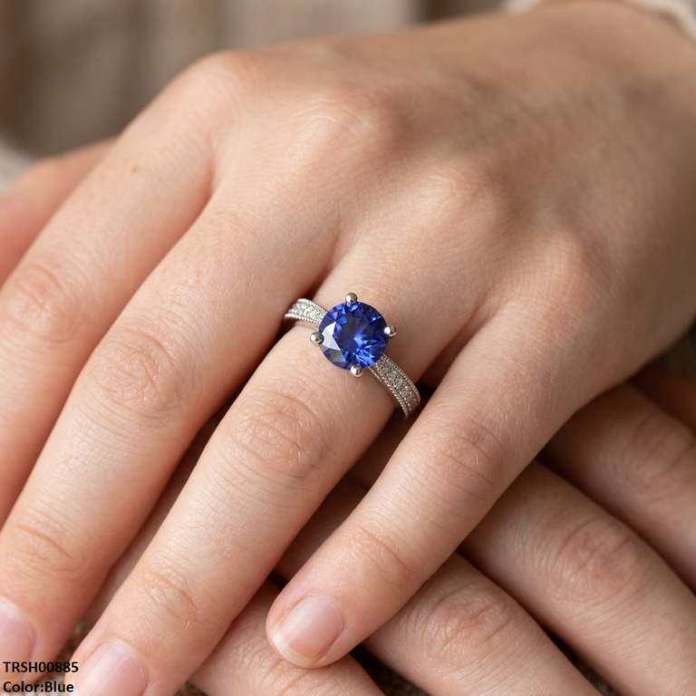 Round Stone Ring Adjustabe