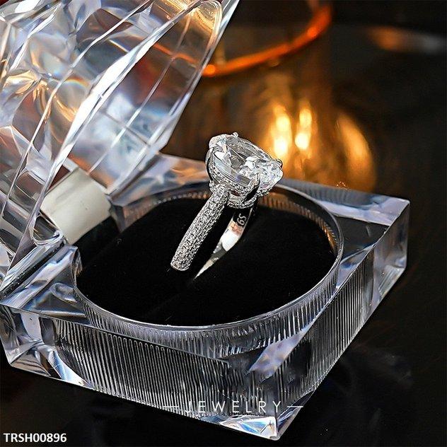 Rectangle Zircon Stone Ring Adjustable