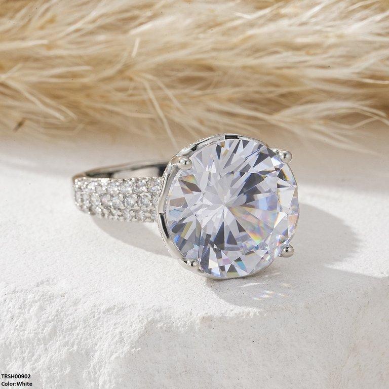 Round Zircon Stone Ring Adjustable