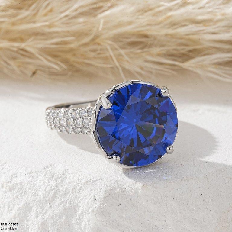 Round Zircon Stone Ring Adjustable