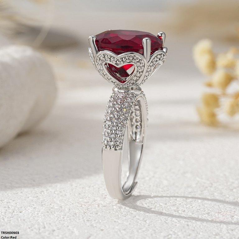 Round Zircon Stone Ring Adjustable
