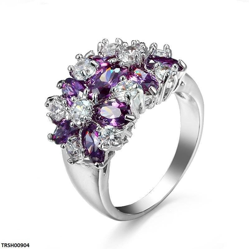 Sapphire Bloom Flower Zircon Stone Ring