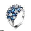 Sapphire Bloom Flower Zircon Stone Ring