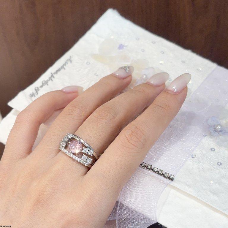 Round Pink Stone Ring Adjustable
