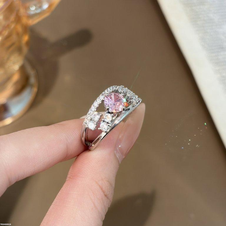 Round Pink Stone Ring Adjustable