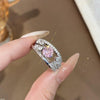 Round Pink Stone Ring Adjustable