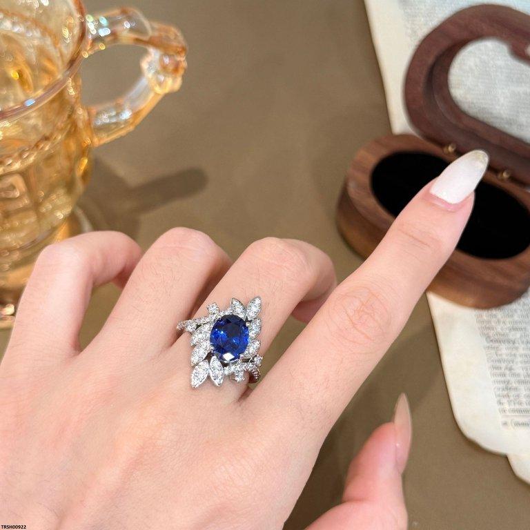Oval Blue Stone Ring Adjustable