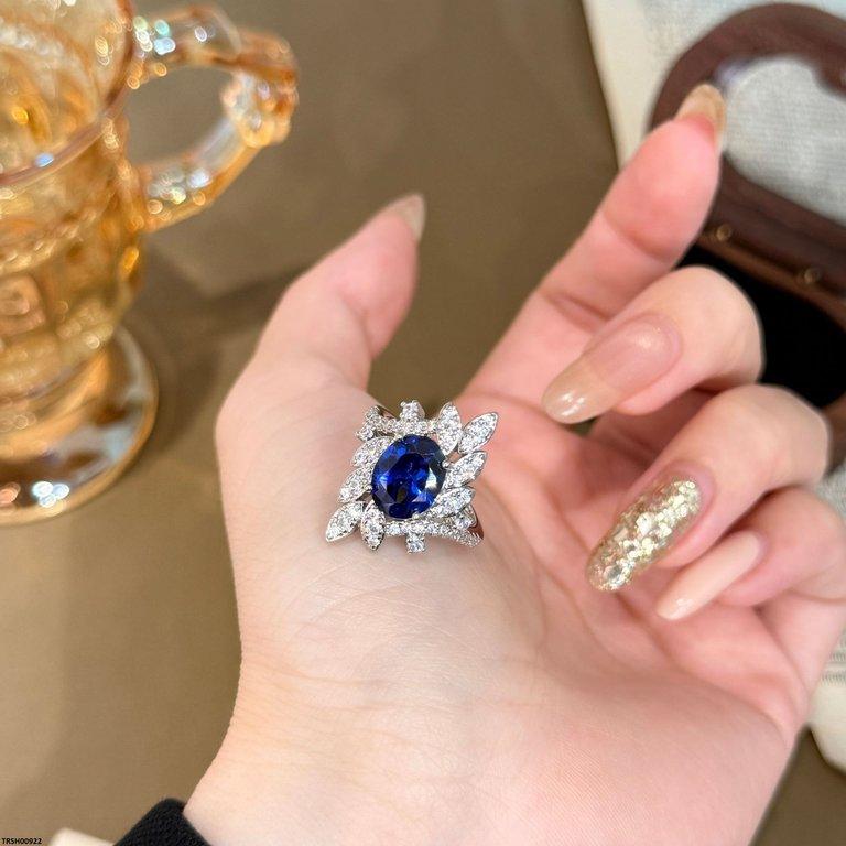 Oval Blue Stone Ring Adjustable