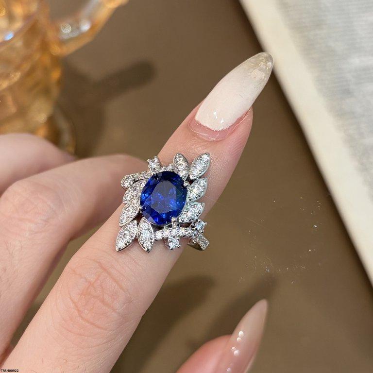 Oval Blue Stone Ring Adjustable