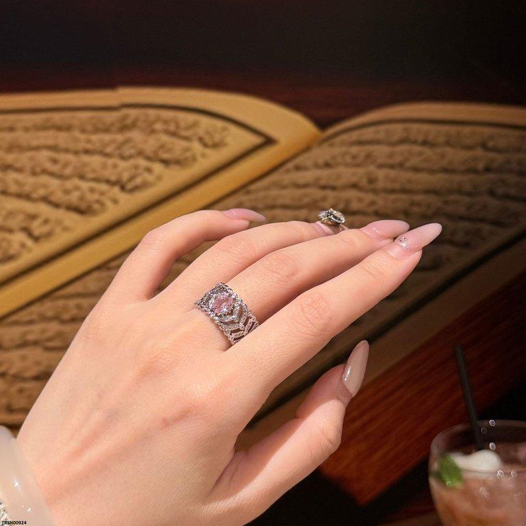 Oval Pink Stone Zircon Ring Adjustable