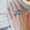 Aqua Diamond Sparrow Cathedral Adjustable Ring
