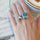 Aqua Diamond Sparrow Cathedral Adjustable Ring