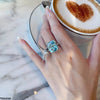 Aqua Diamond Sparrow Cathedral Adjustable Ring