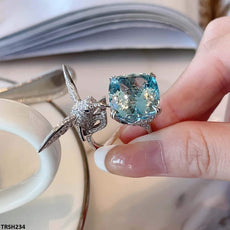 Aqua Diamond Sparrow Cathedral Adjustable Ring