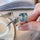 Aqua Diamond Sparrow Cathedral Adjustable Ring