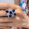 Oval Tear Flower Adjustable Ring