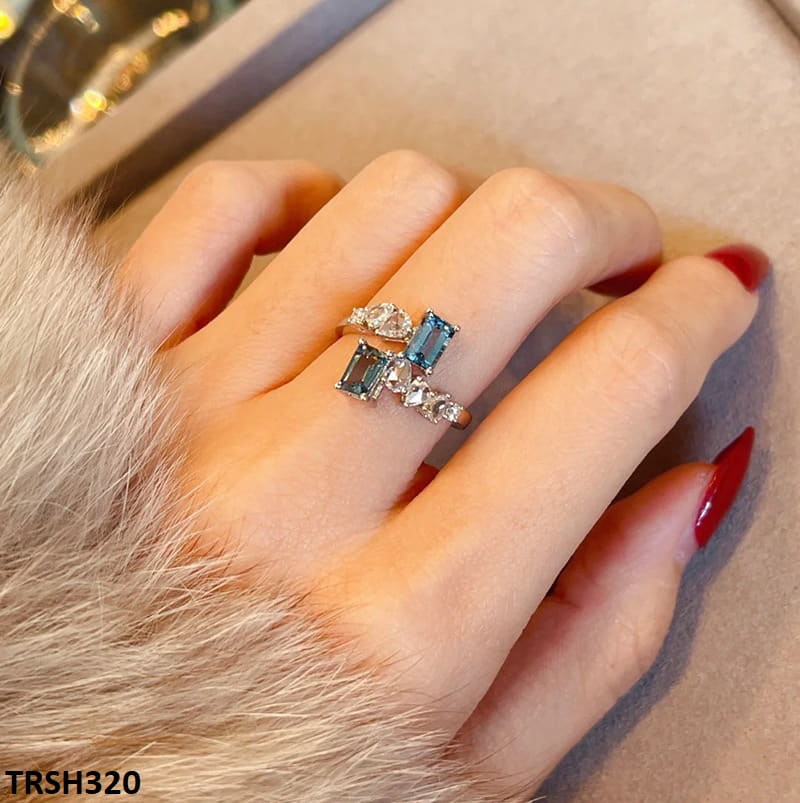 Aqua Square Bracket Adjustable Ring