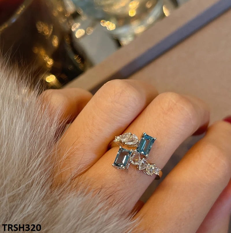 Aqua Square Bracket Adjustable Ring