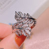 Double Leaf Zircon Ring