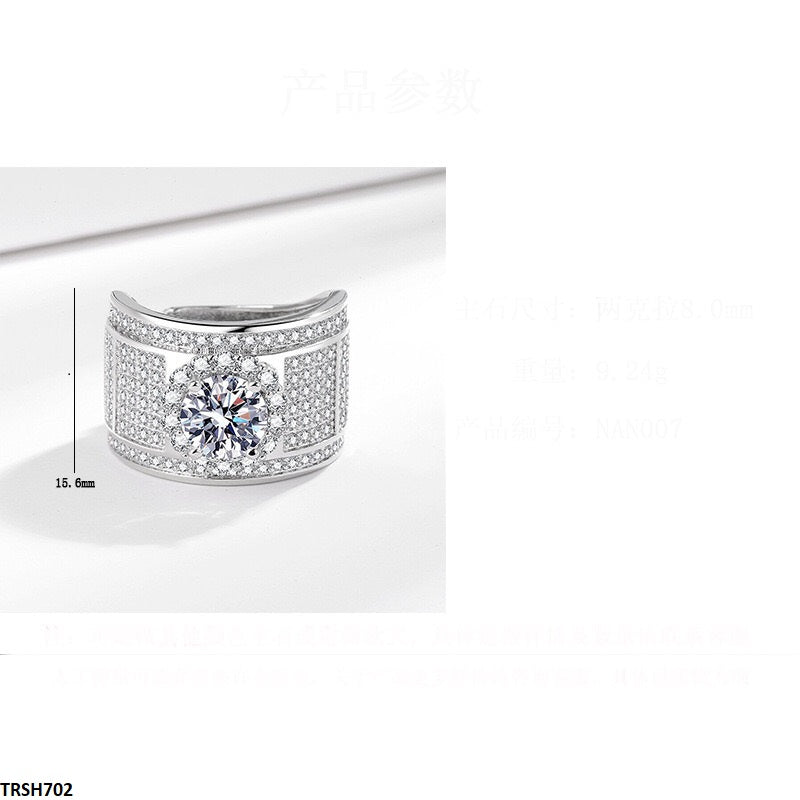 Pave Round Stone Ring Adjustable