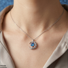 Moon/Aqua Curb Chain Pendant