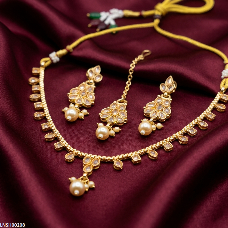 Round Pearl Drop Necklace Set