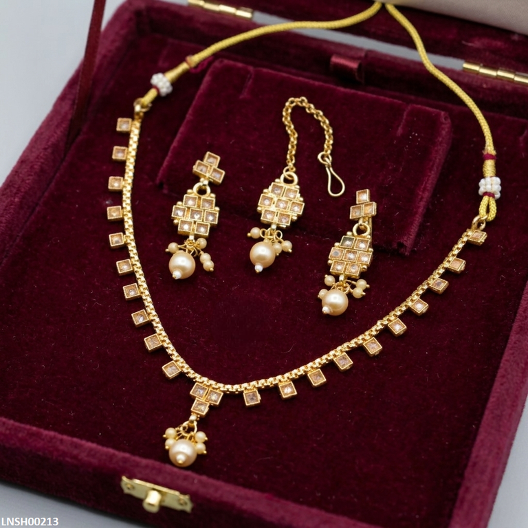 Oval Pearl Drop Necklace Set