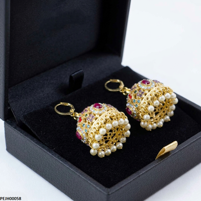 Oval/Multicolor Pearl Jhumki